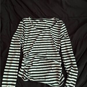 SHEIN Costume Black and White Striped Long Sleeve Tee